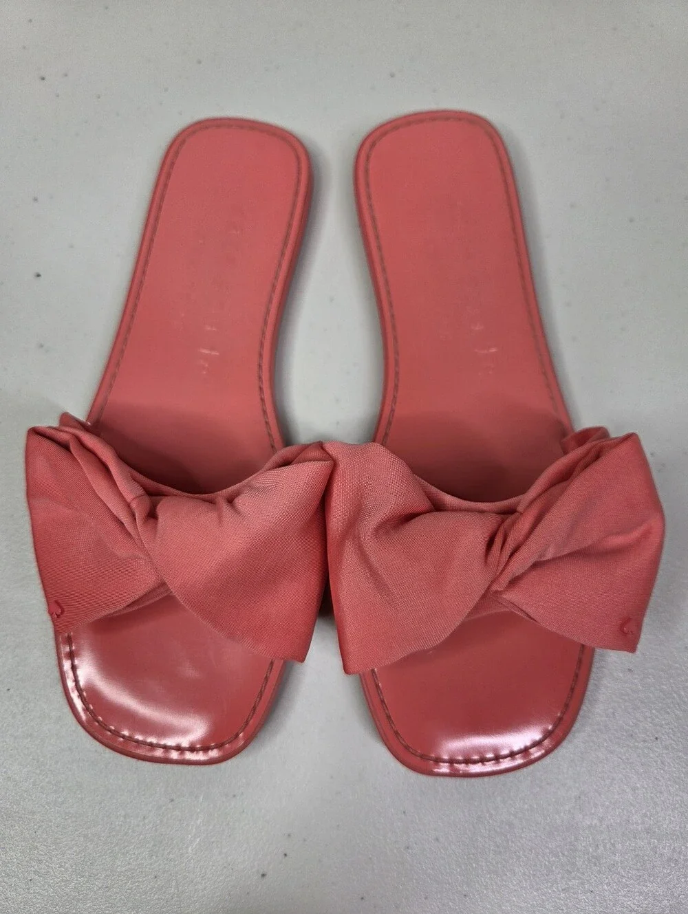 Kate Spade Bikini Bow Slide Sandals Women’s Coral Pink with Knot Bow Shoes